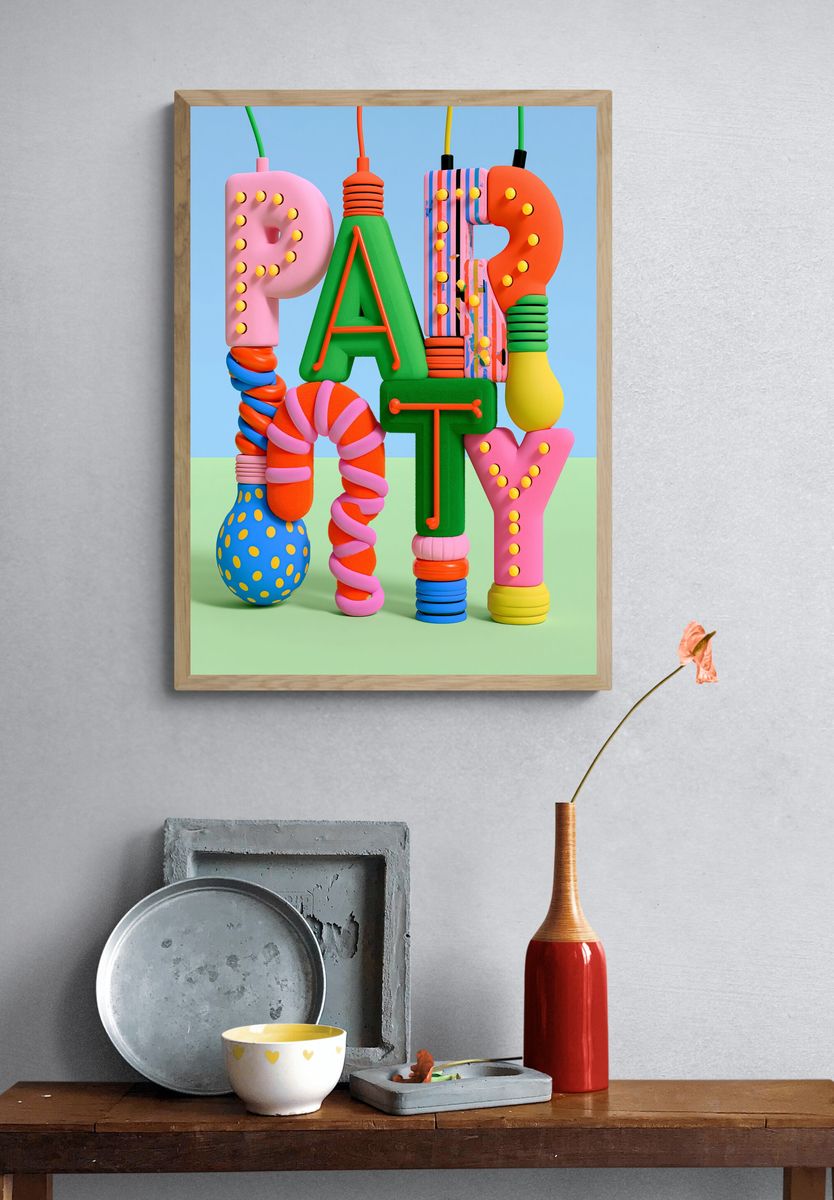 Playful 3D Alphabet Poster. — room view 3
