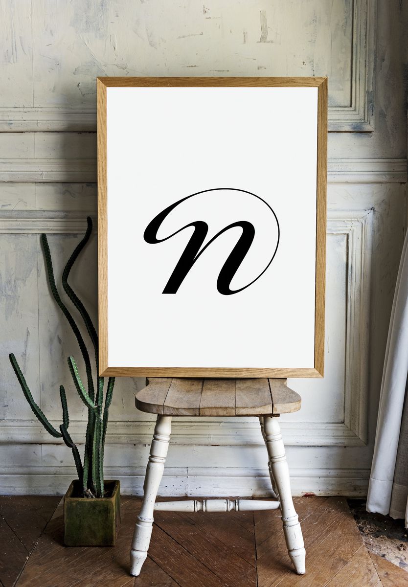 Minimalist Script N Poster. — room view 1