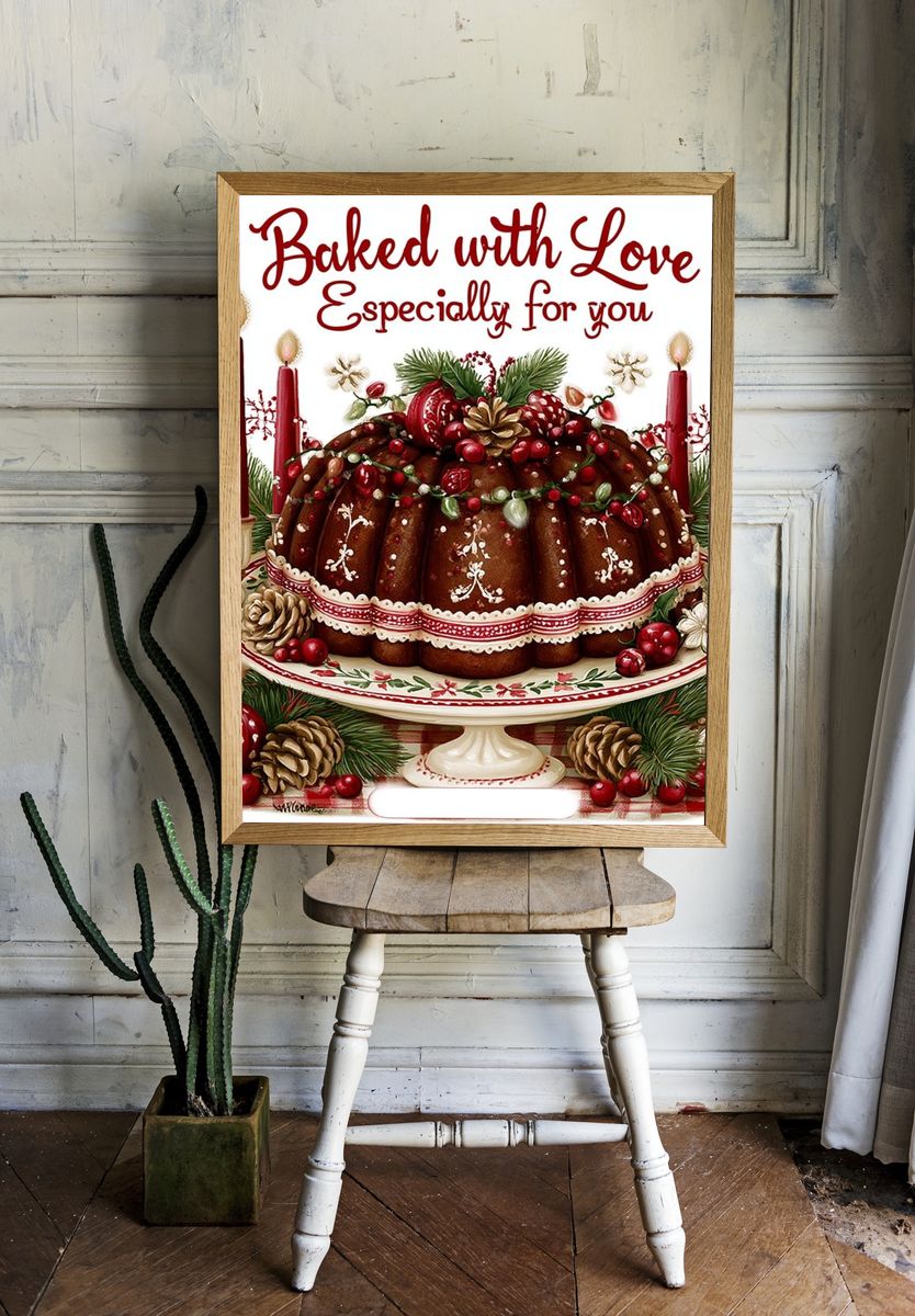 Baked with Love Holiday Typography Poster. — room view 1