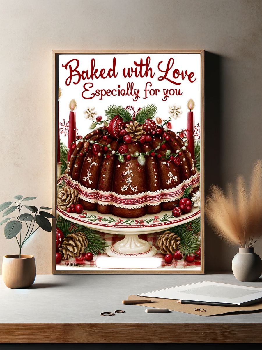 Baked with Love Holiday Typography Poster. — room view 2