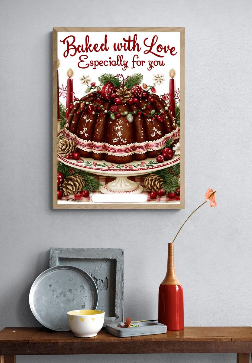 Baked with Love Holiday Typography Poster. — room view 3