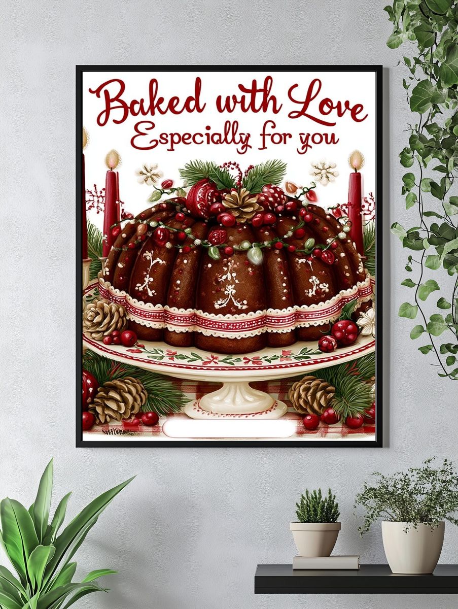 Baked with Love Holiday Typography Poster. — room view 4
