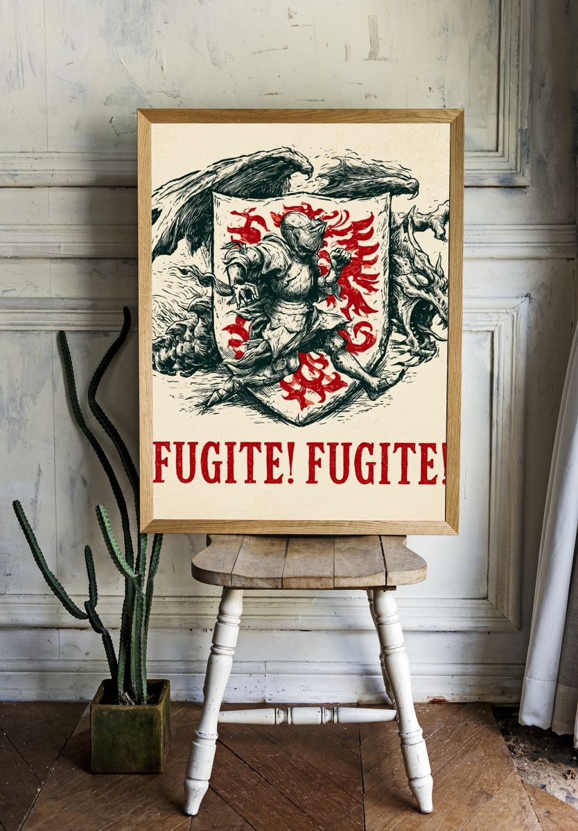 Fugite! Dragon Crest Typography Poster. — room view 1