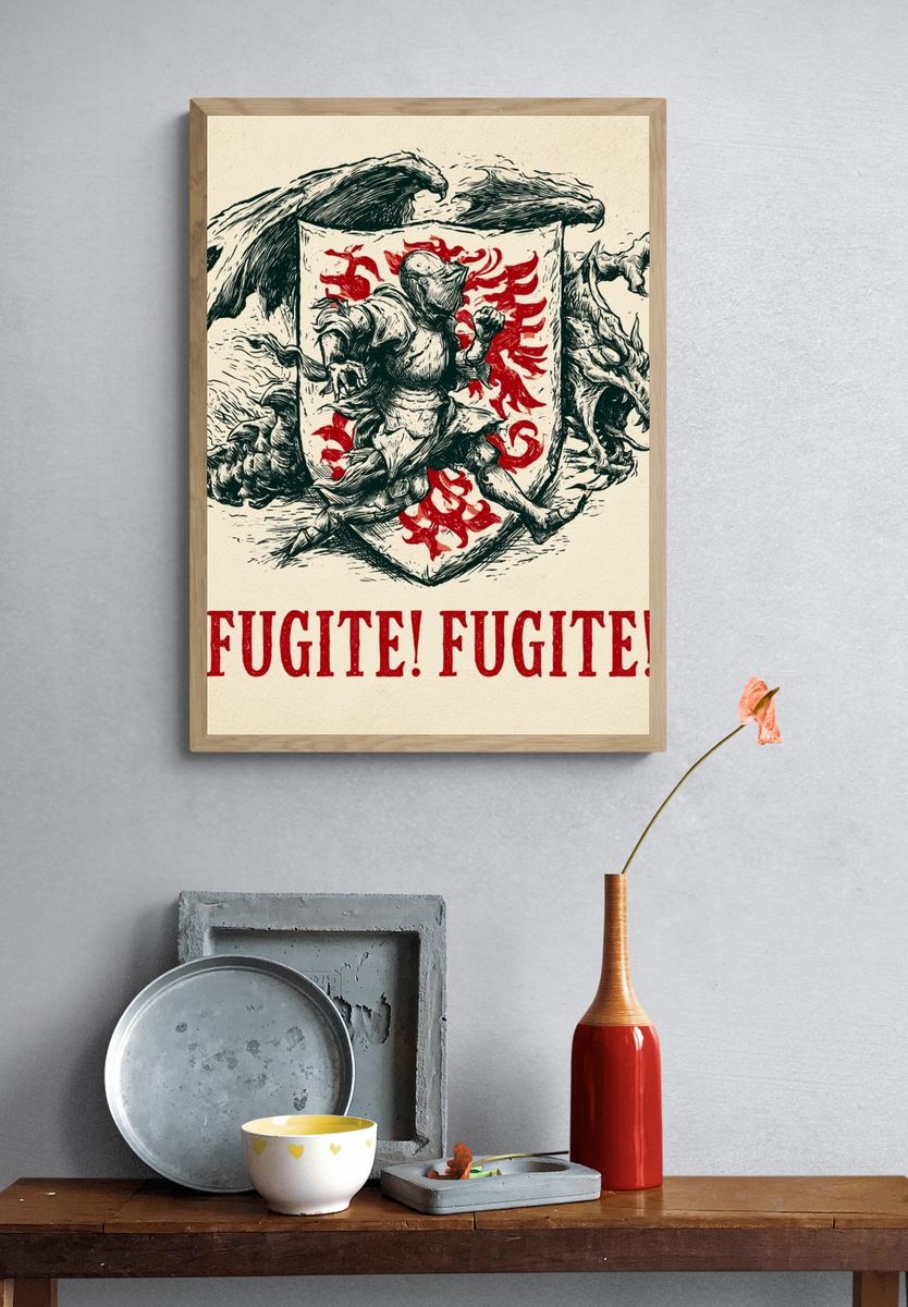 Fugite! Dragon Crest Typography Poster. — room view 3