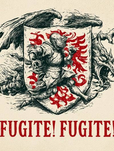 Fugite! Dragon Crest Typography Poster. poster