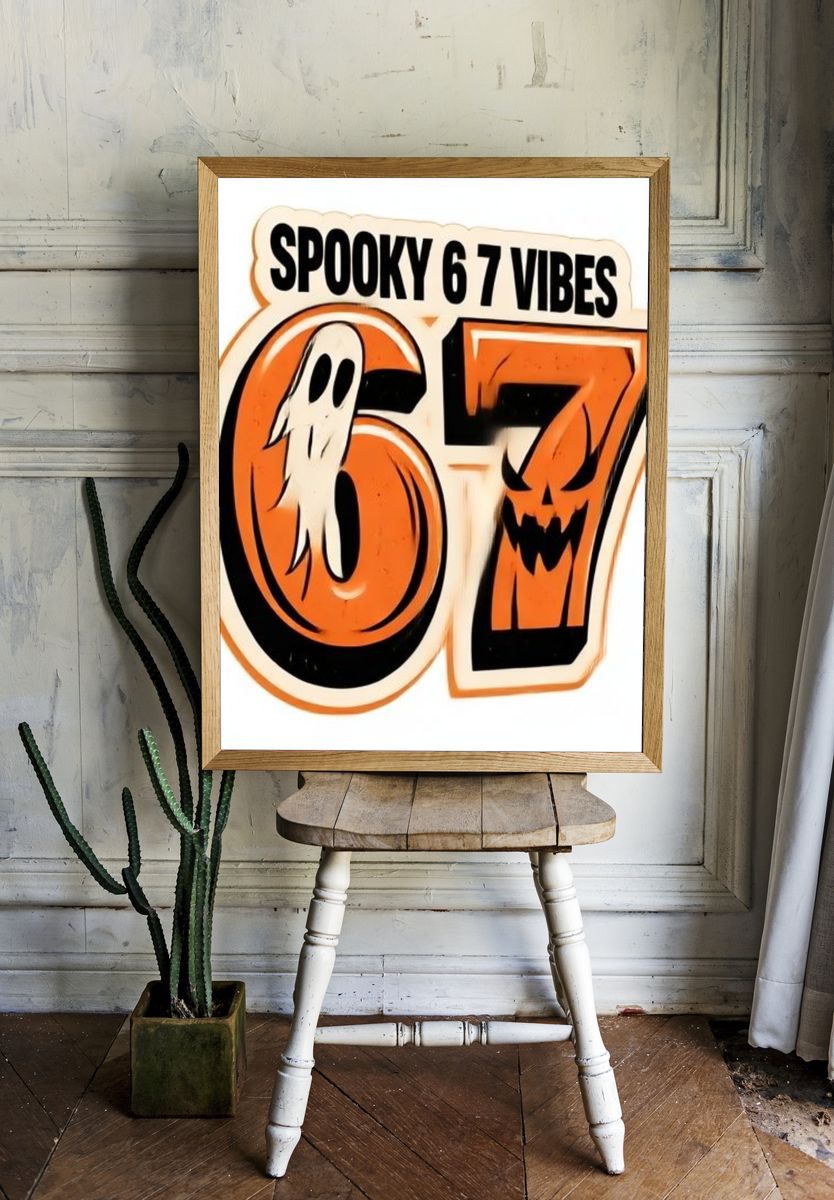 Spooky 67 Vibes Typography Poster. — room view 1