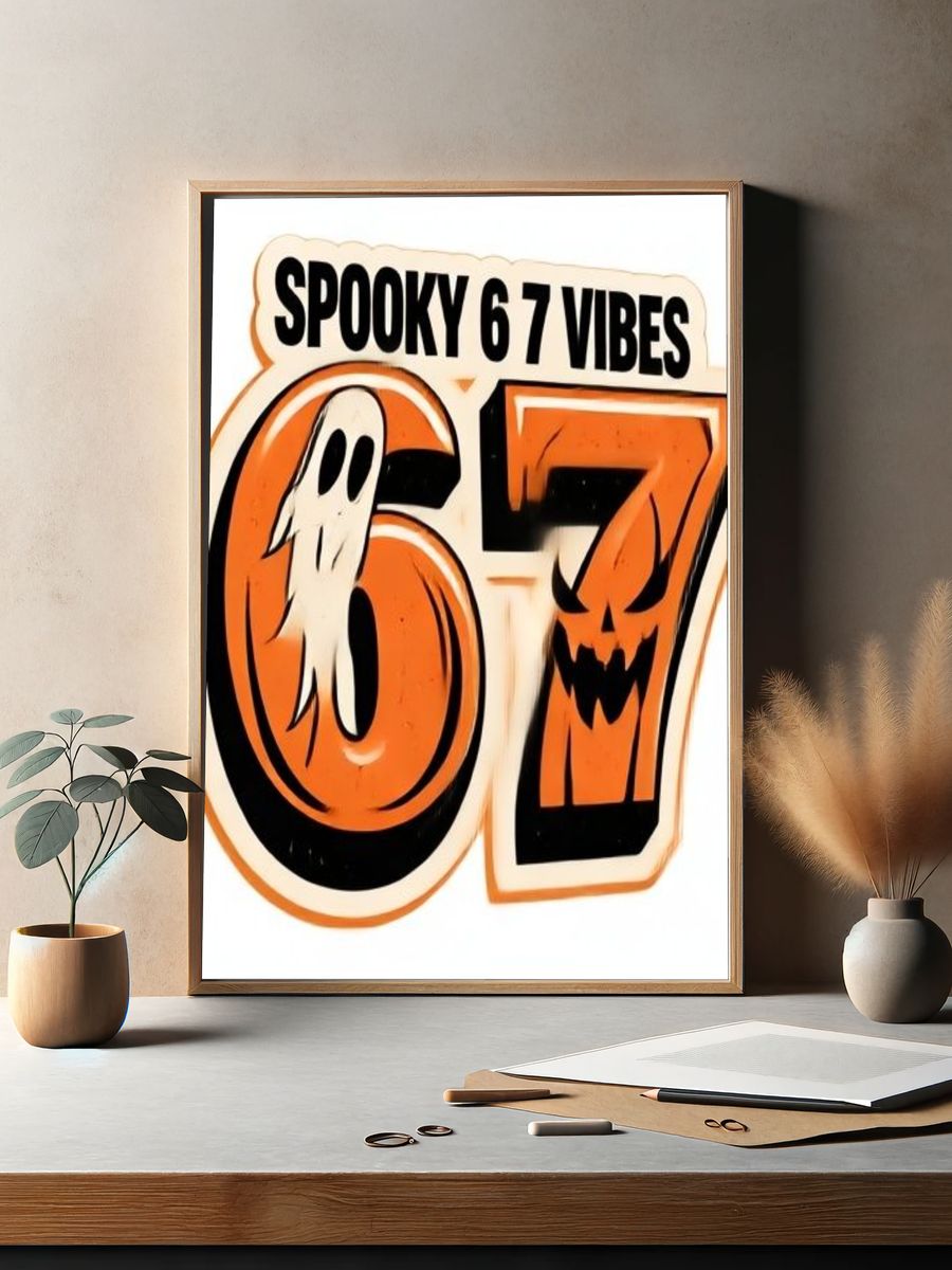 Spooky 67 Vibes Typography Poster. — room view 2