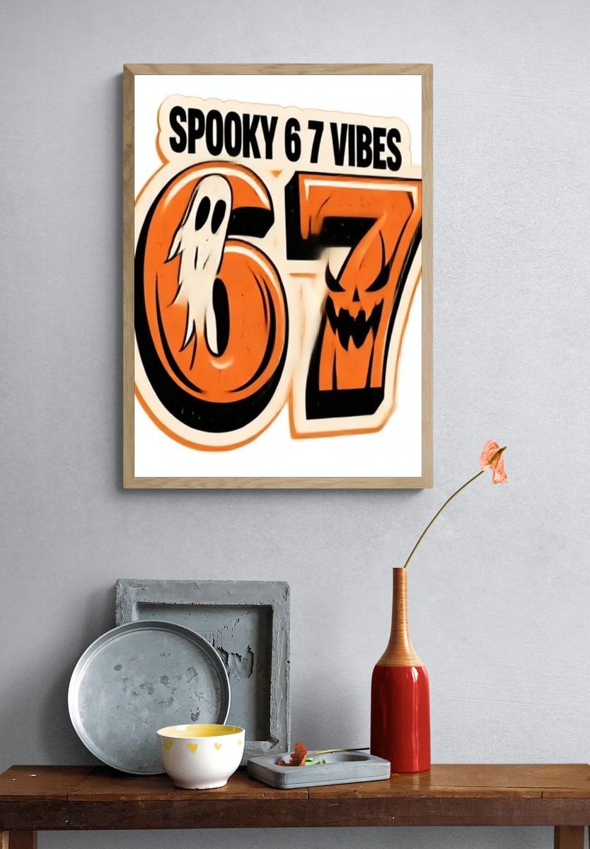 Spooky 67 Vibes Typography Poster. — room view 3
