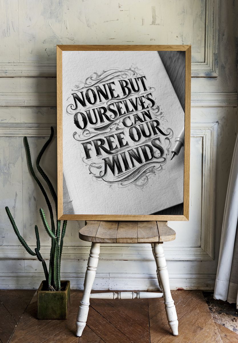 None But Ourselves Typography Poster. — room view 1
