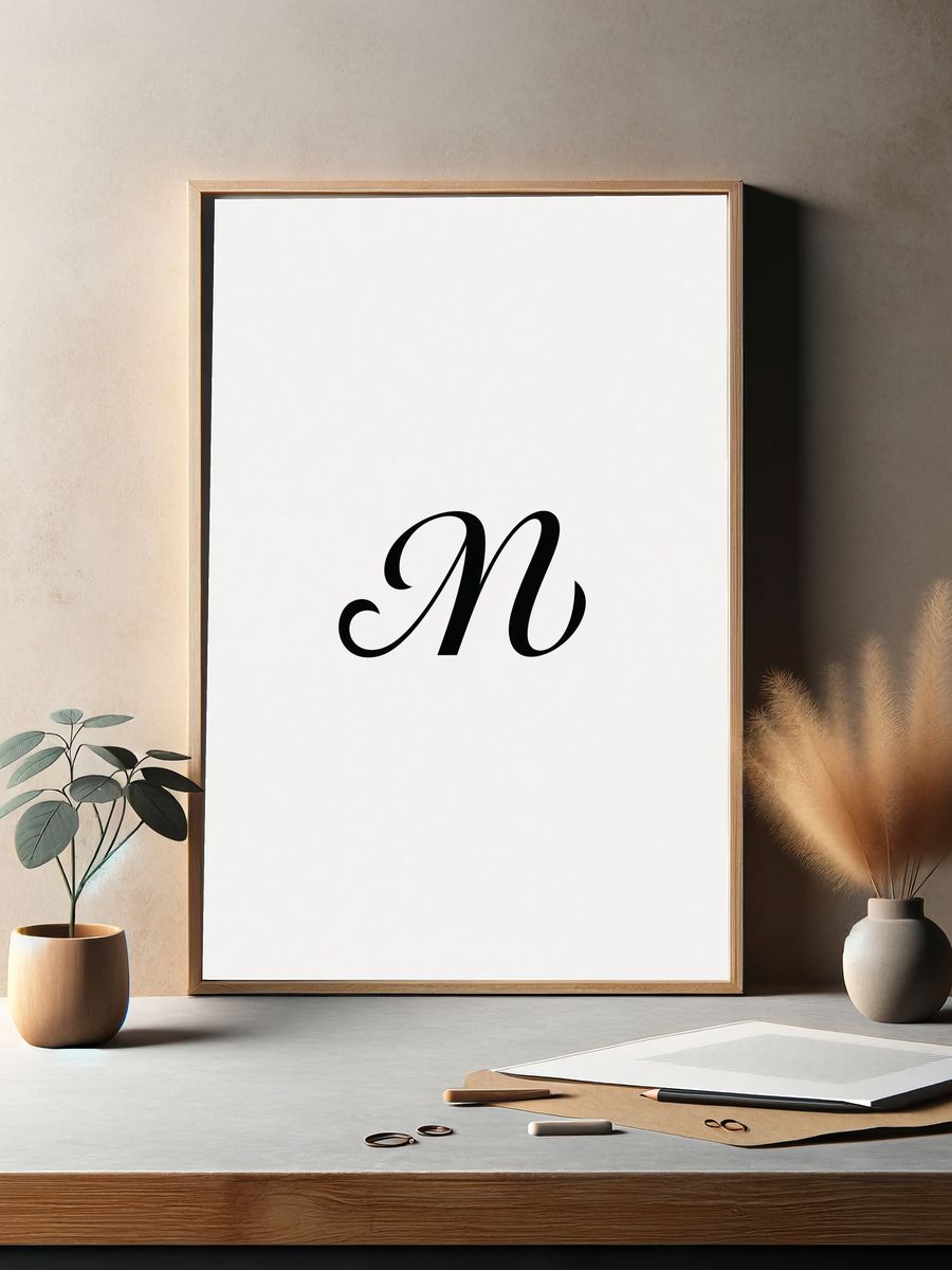 Letter N Typography Poster. — room view 2