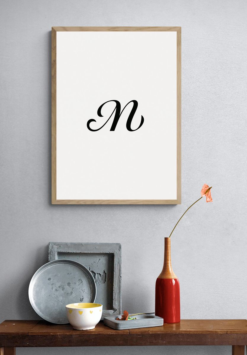 Letter N Typography Poster. — room view 3