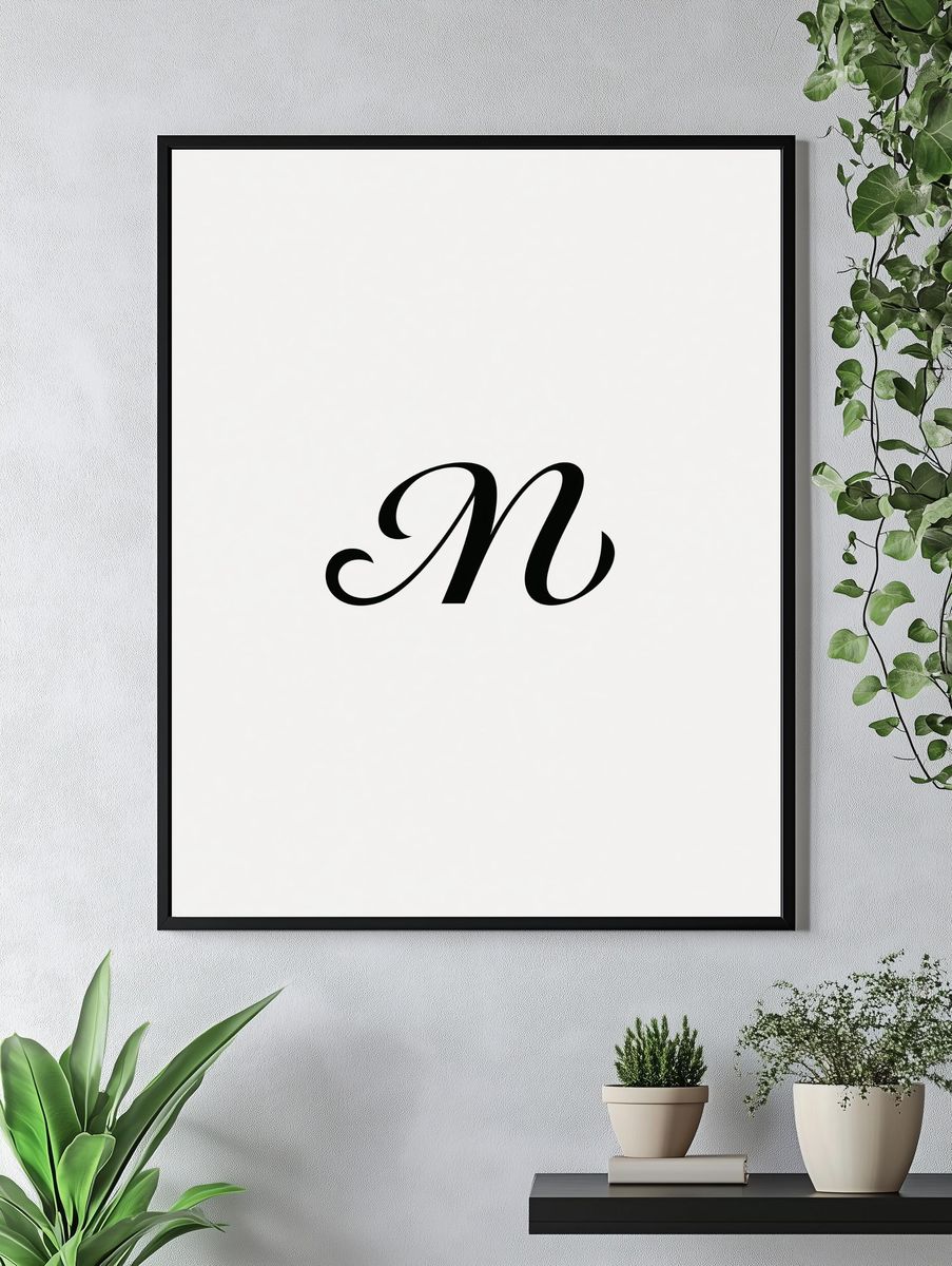 Letter N Typography Poster. — room view 4