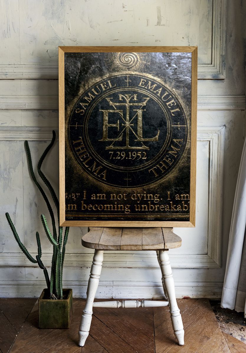 Samuel Emauel Emblem Typography Print. — room view 1