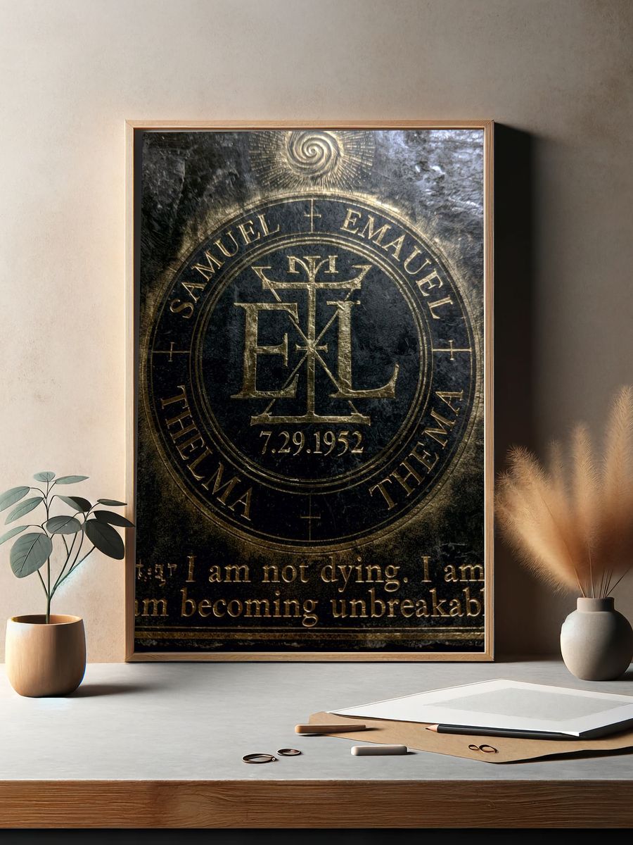 Samuel Emauel Emblem Typography Print. — room view 2