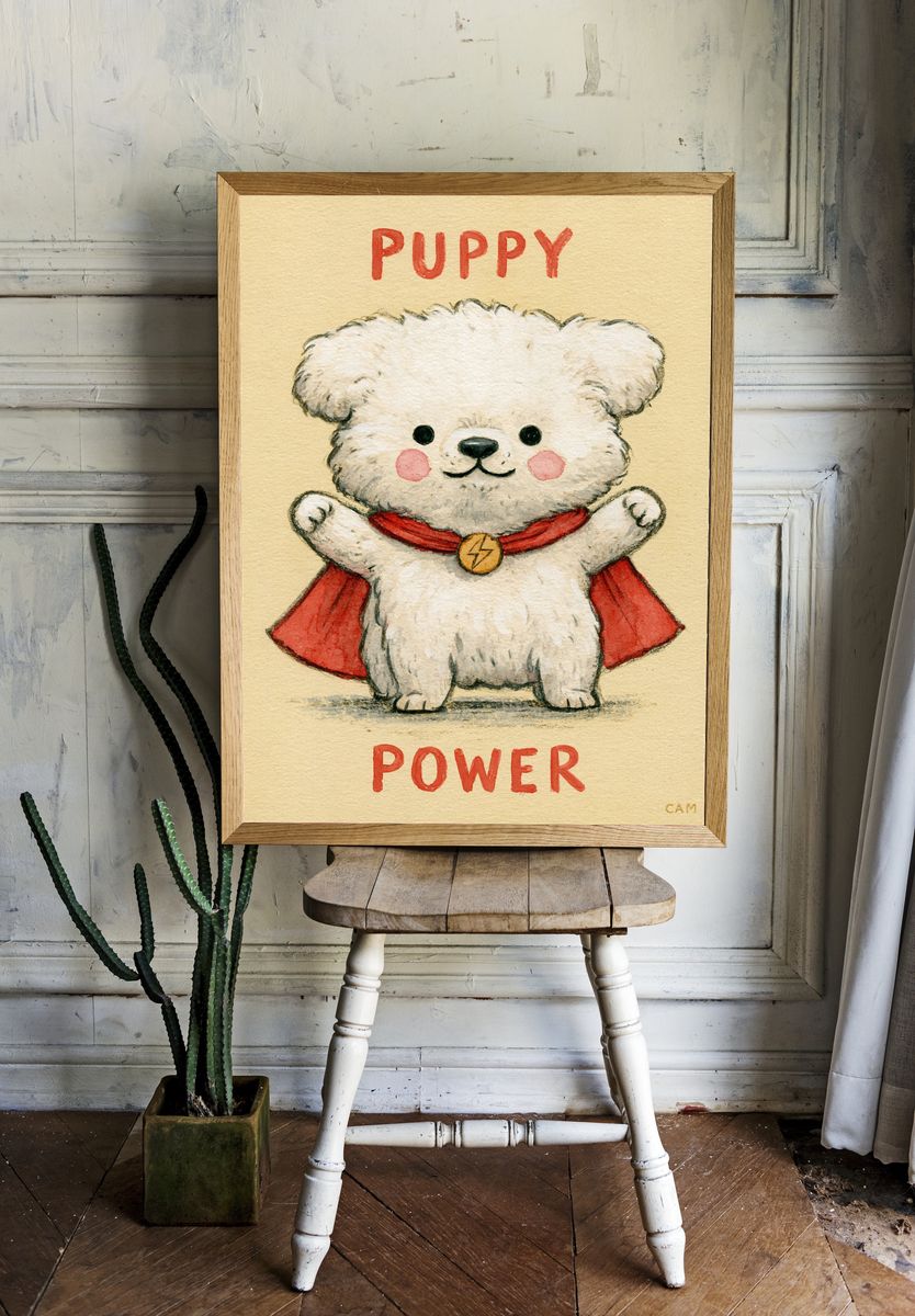 Puppy Power Typography Poster. — room view 1