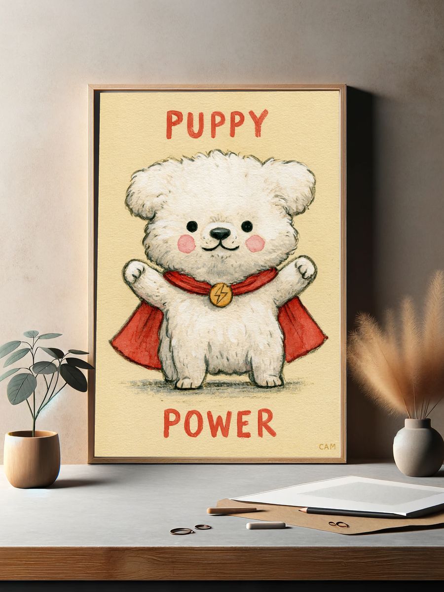 Puppy Power Typography Poster. — room view 2
