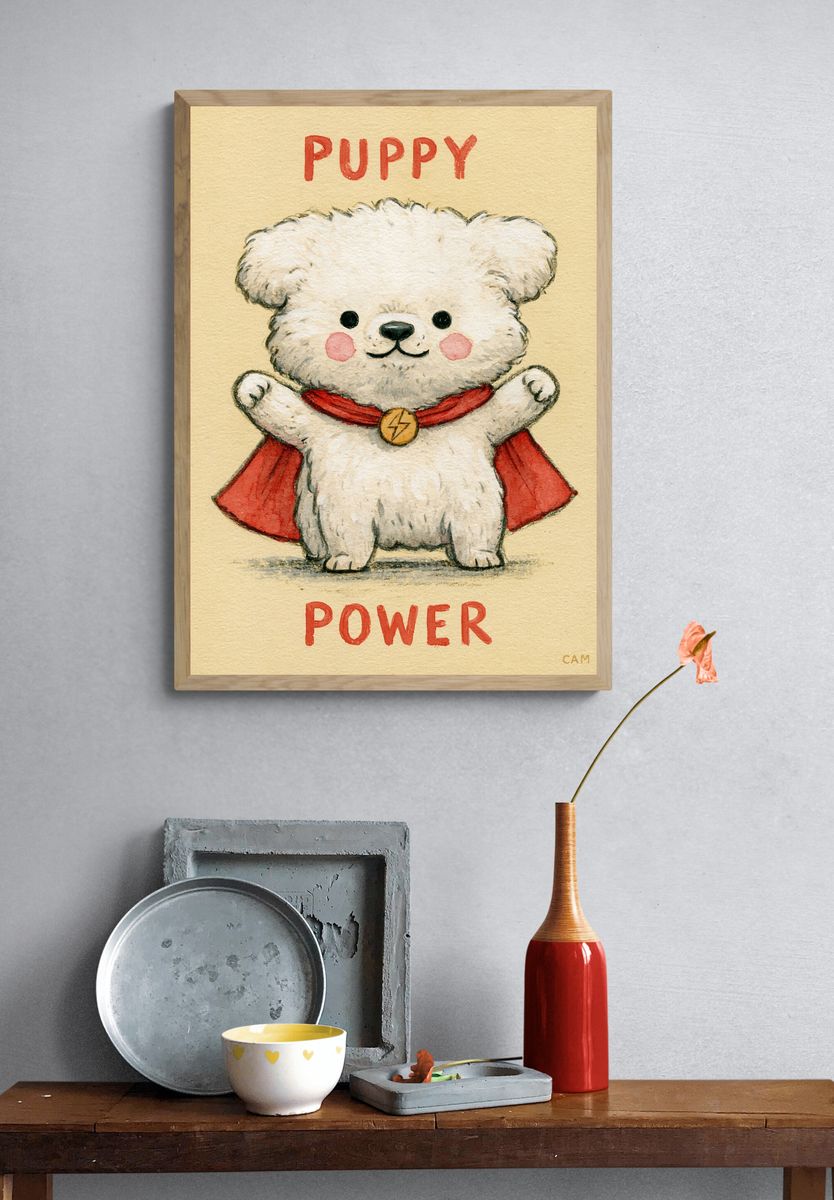 Puppy Power Typography Poster. — room view 3