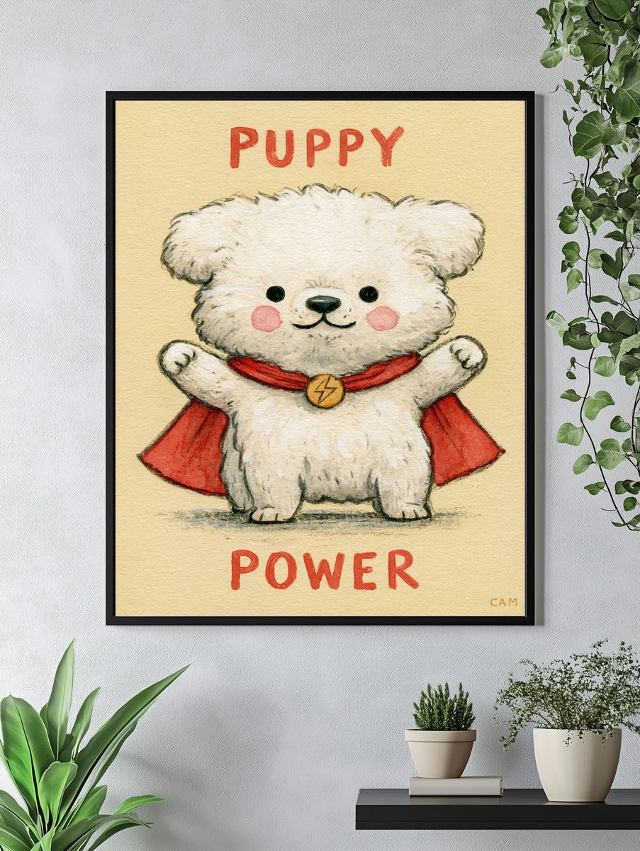 Puppy Power Typography Poster. — room view 4