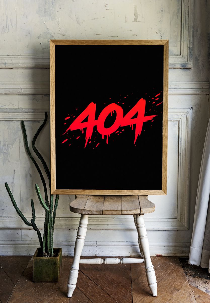 404 Glitch Typography Poster. — room view 1