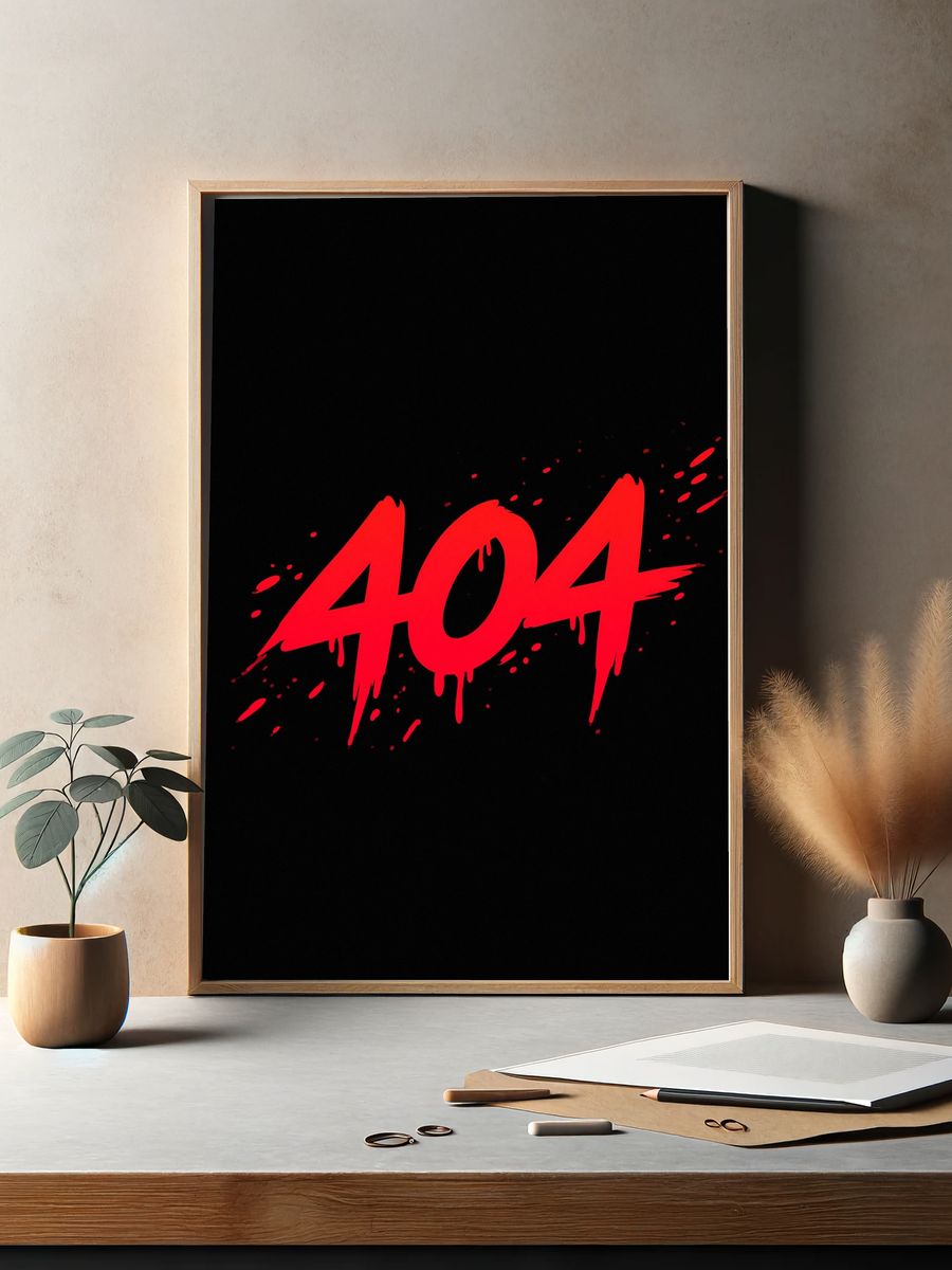 404 Glitch Typography Poster. — room view 2