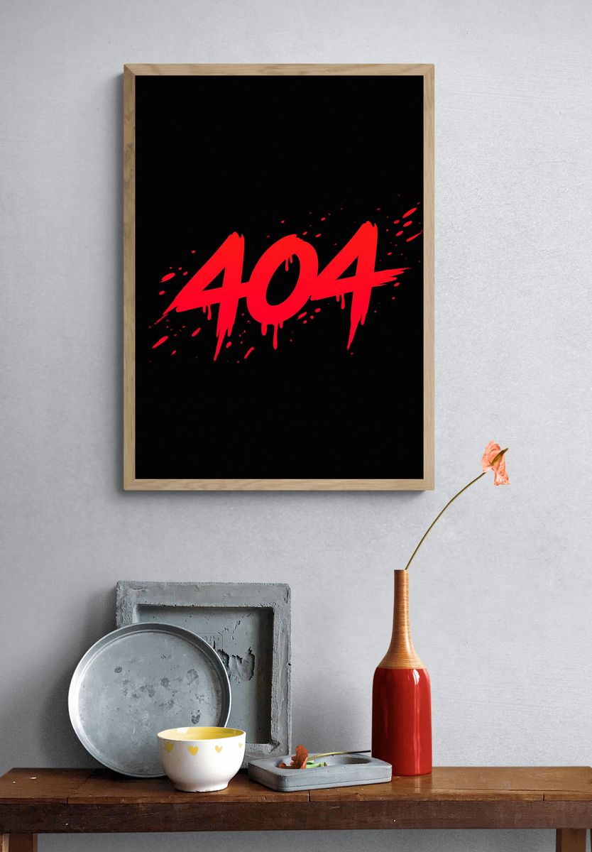 404 Glitch Typography Poster. — room view 3