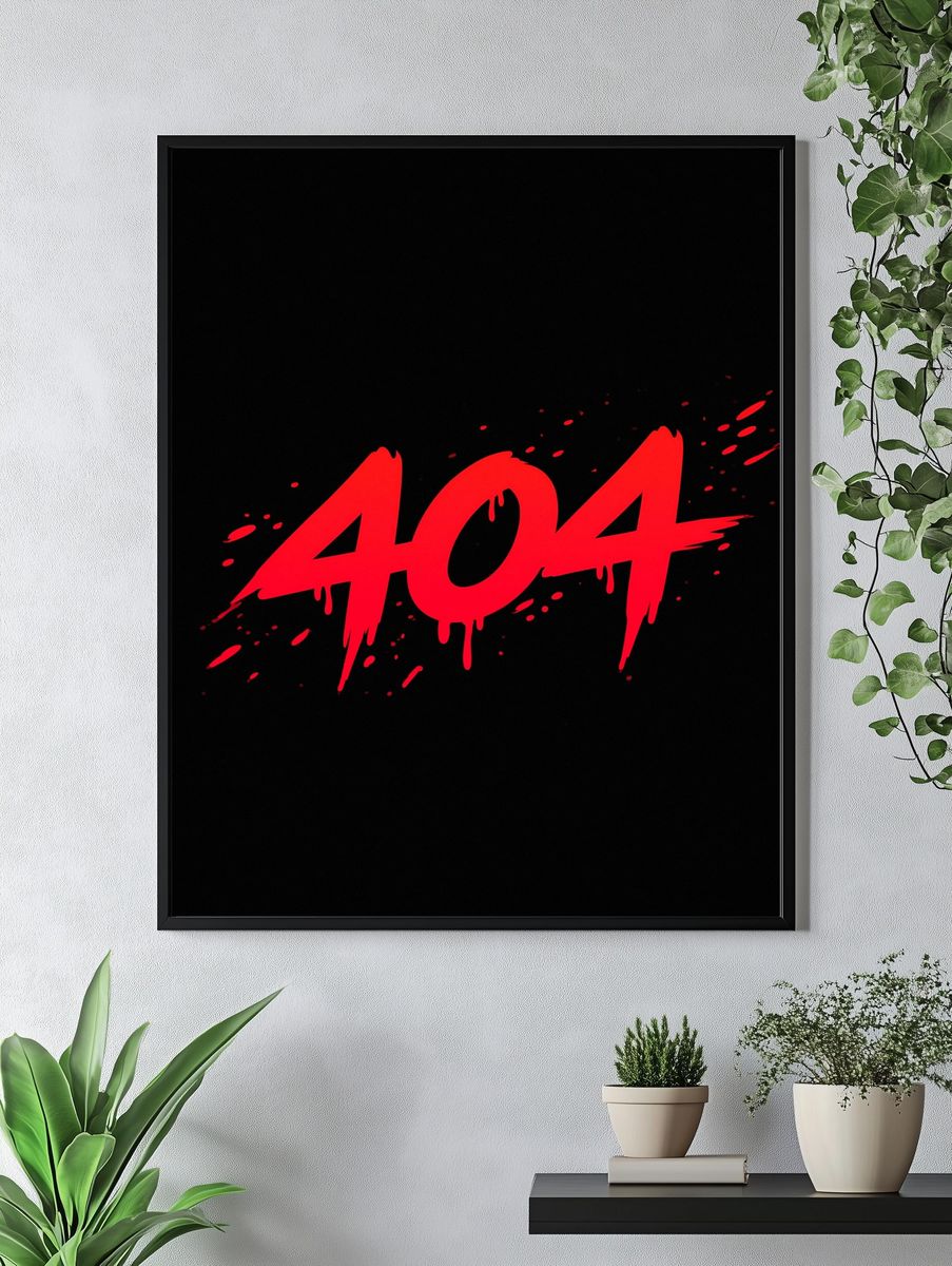 404 Glitch Typography Poster. — room view 4