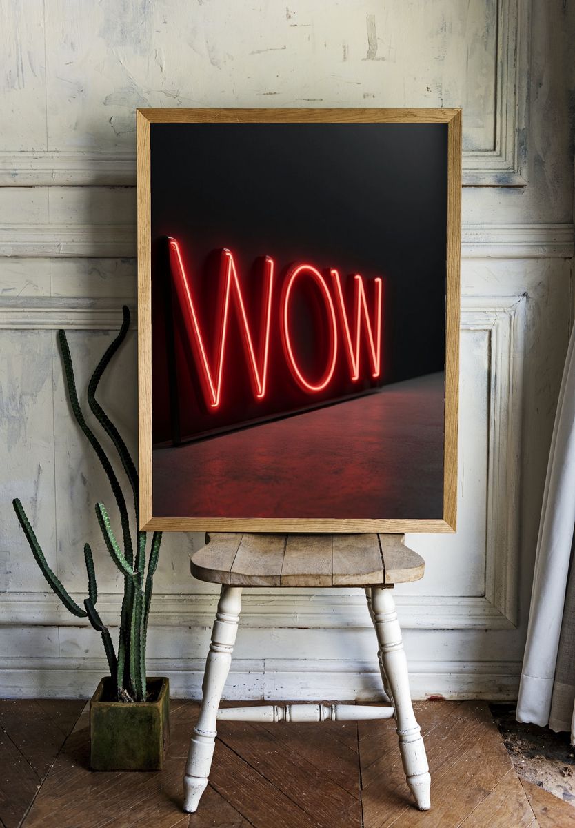 Neon Wow Typography Poster. — room view 1