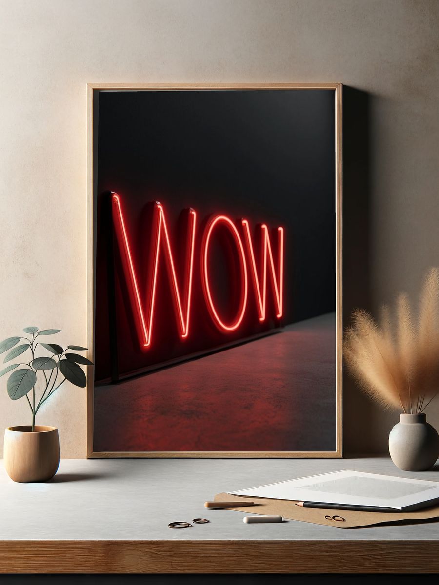 Neon Wow Typography Poster. — room view 2