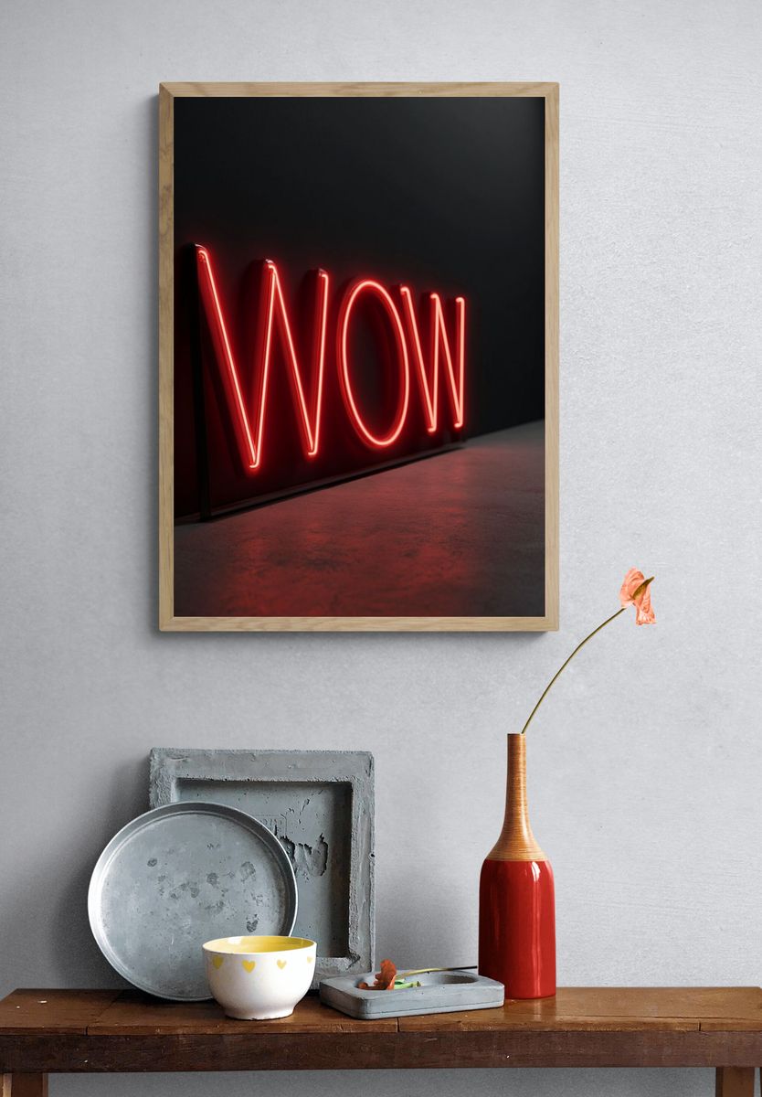 Neon Wow Typography Poster. — room view 3