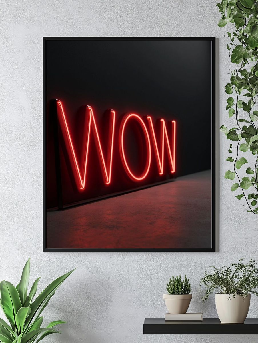 Neon Wow Typography Poster. — room view 4