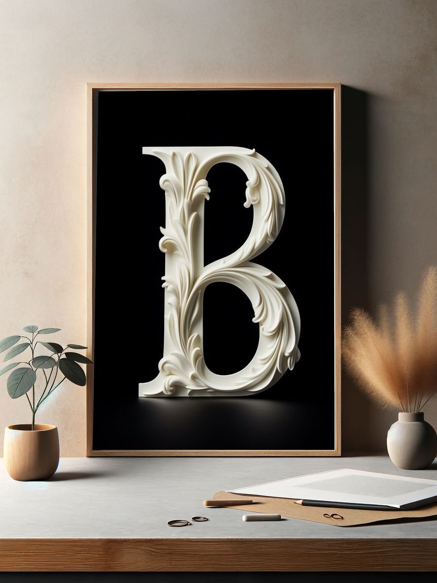 Ornate Letter B Typography Print. — room view 2