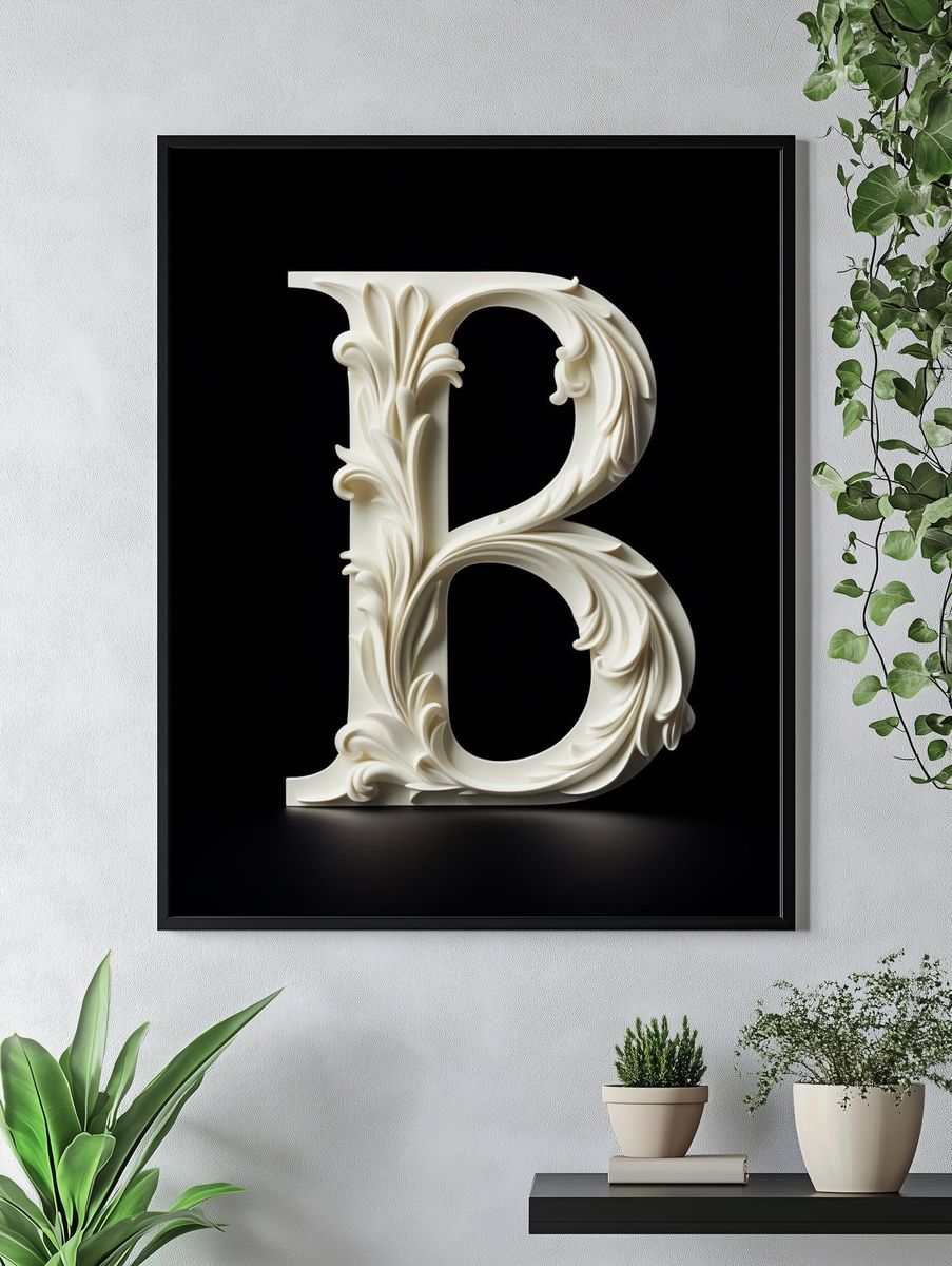 Ornate Letter B Typography Print. — room view 4