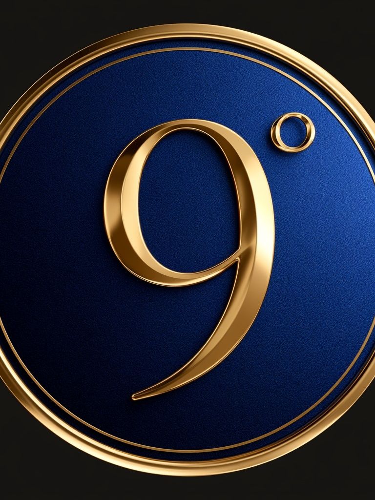 Gold 9 on Blue Typography Poster. poster — typography art