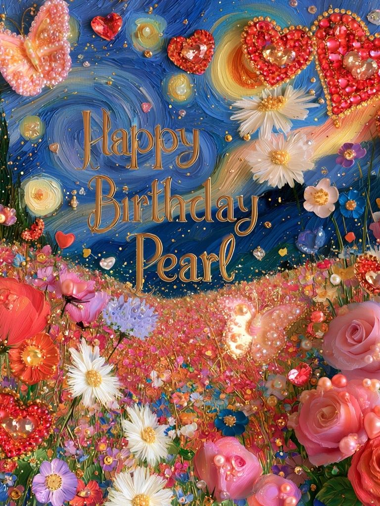 Happy Birthday Pearl Typography Poster. poster detail