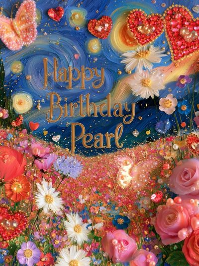 Happy Birthday Pearl Typography Poster.