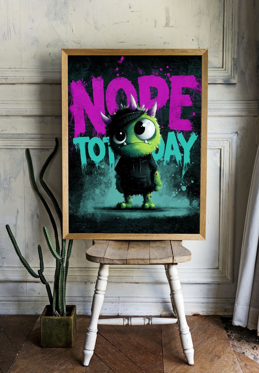 Nope Monster Typography Poster. — room view 1