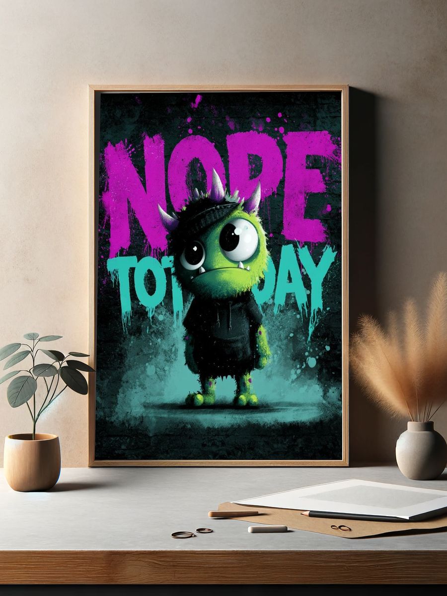 Nope Monster Typography Poster. — room view 2