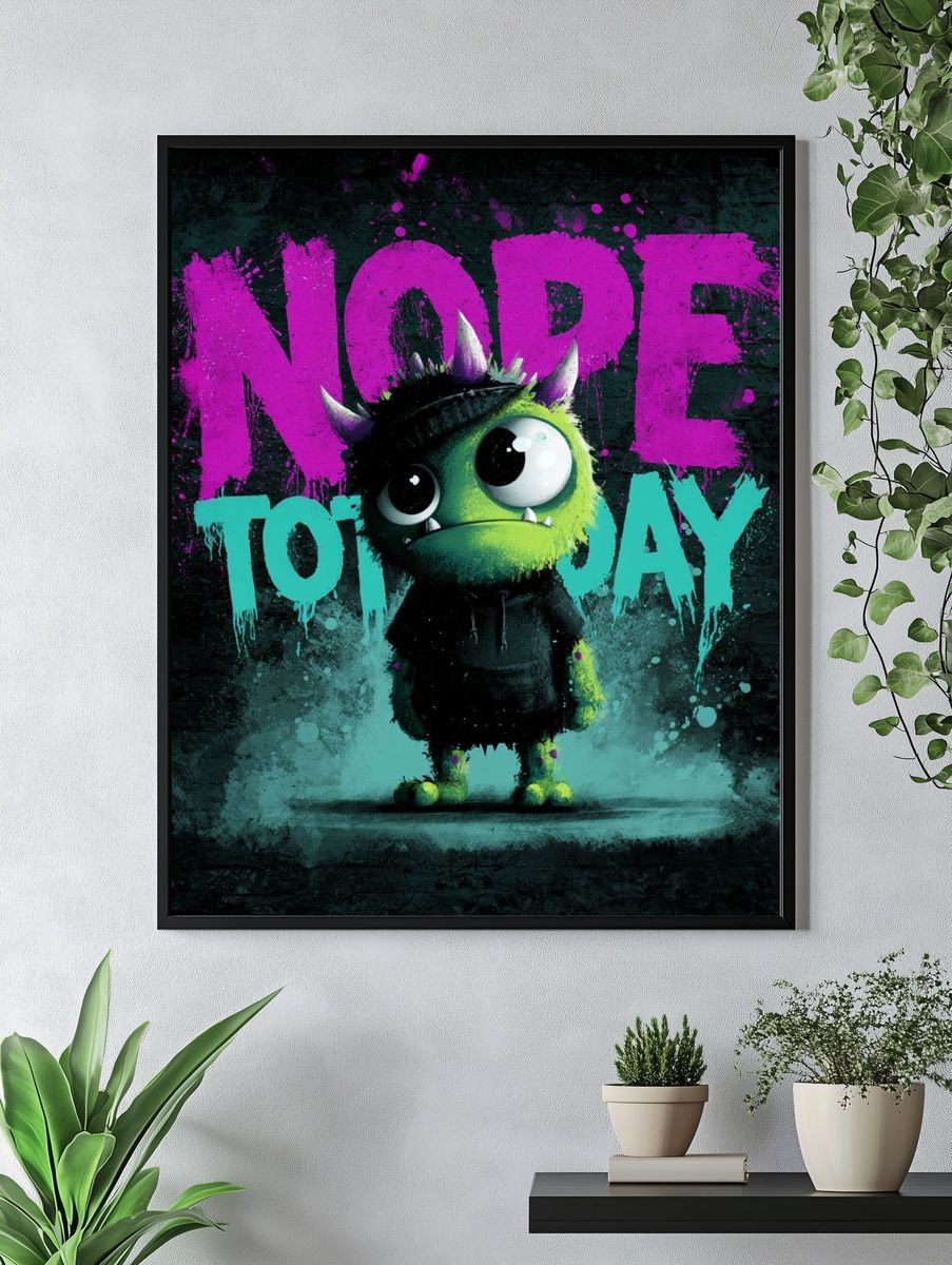 Nope Monster Typography Poster. — room view 4