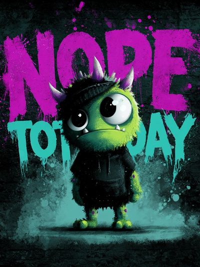 Nope Monster Typography Poster. poster