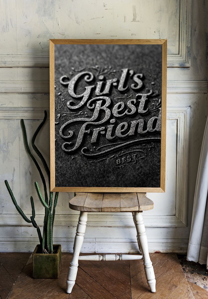 Girls Best Friend Typography Poster. — room view 1