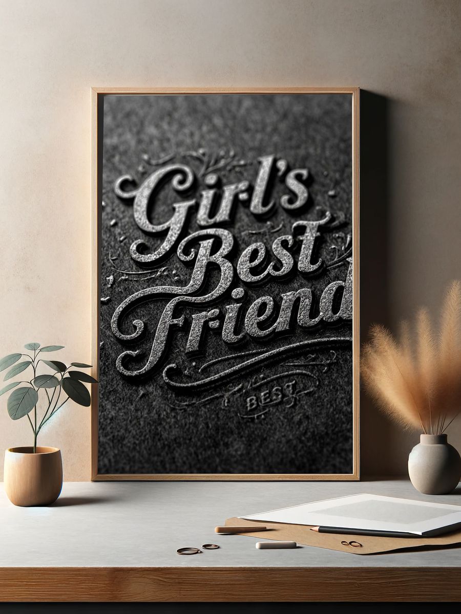 Girls Best Friend Typography Poster. — room view 2