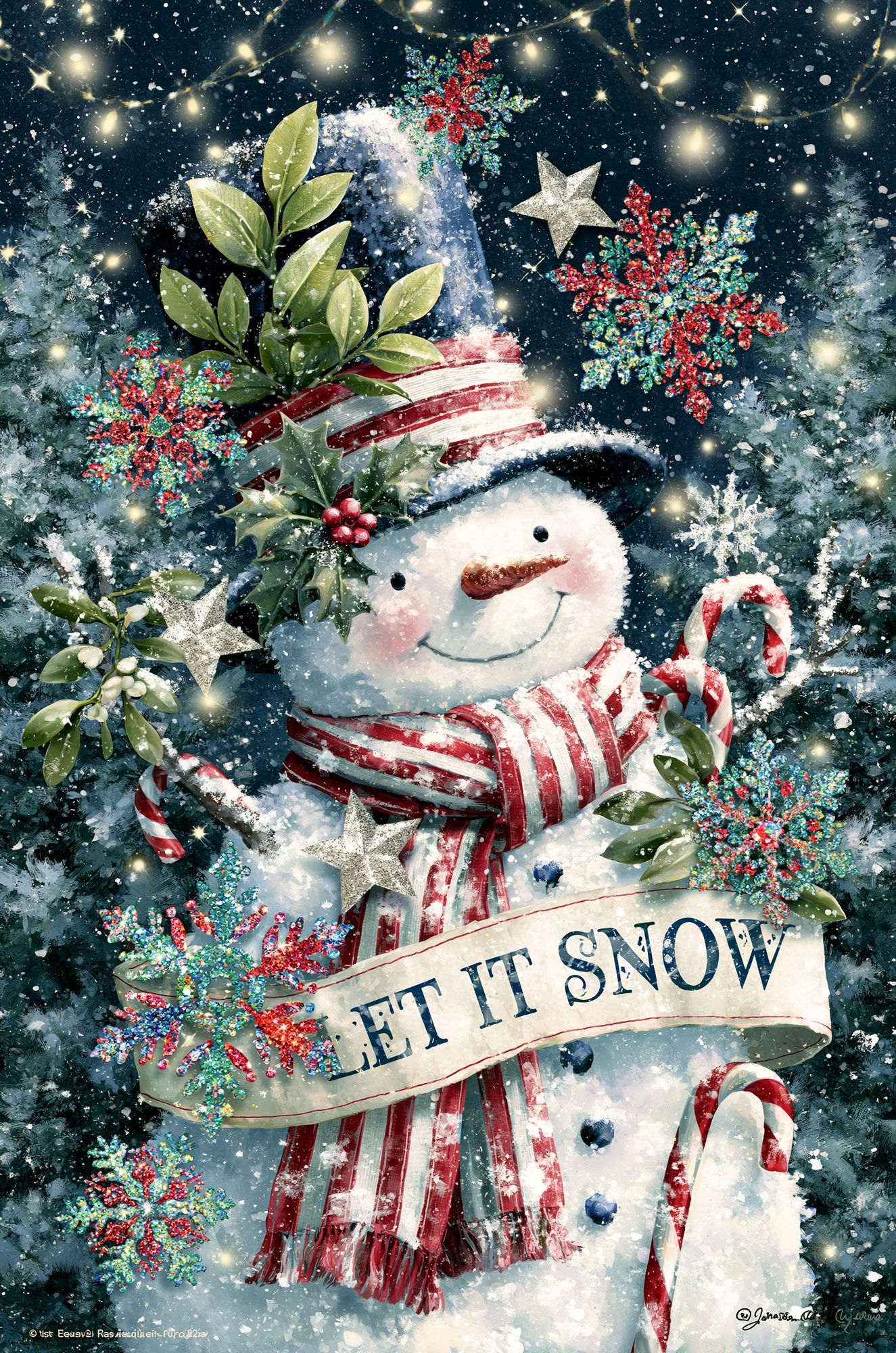 Let It Snow Snowman Typography Print. poster — typography art