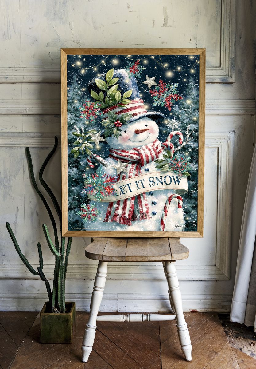 Let It Snow Snowman Typography Print. — room view 1