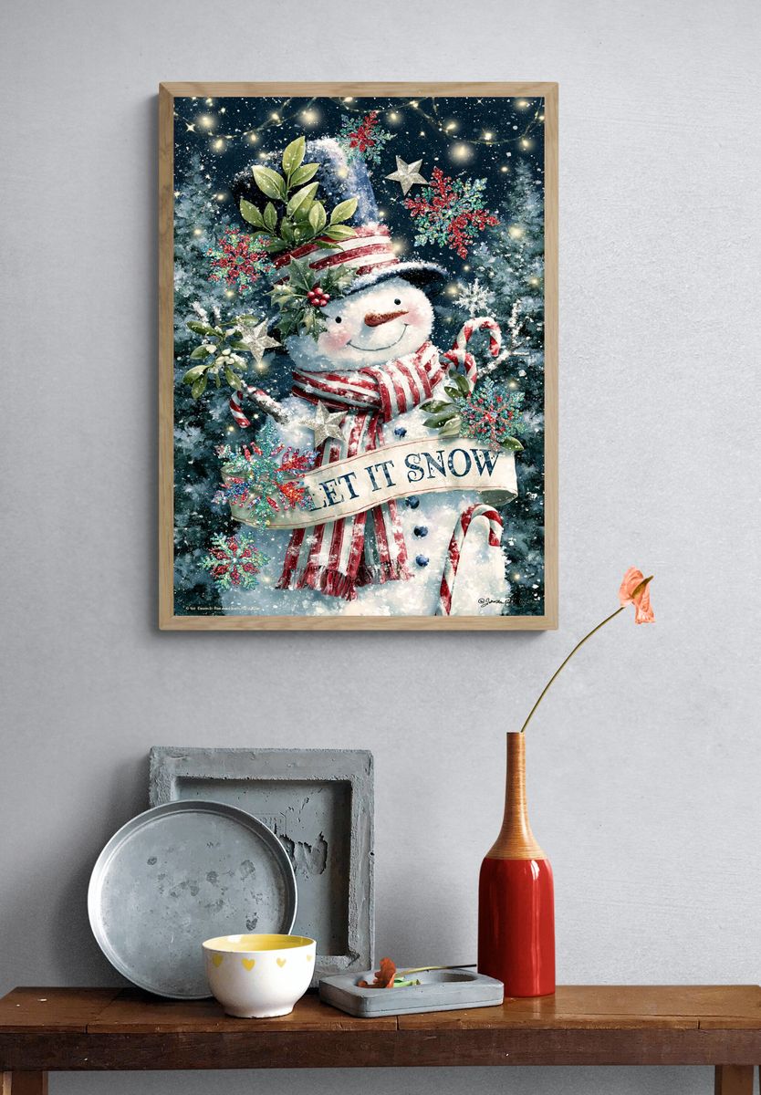 Let It Snow Snowman Typography Print. — room view 3