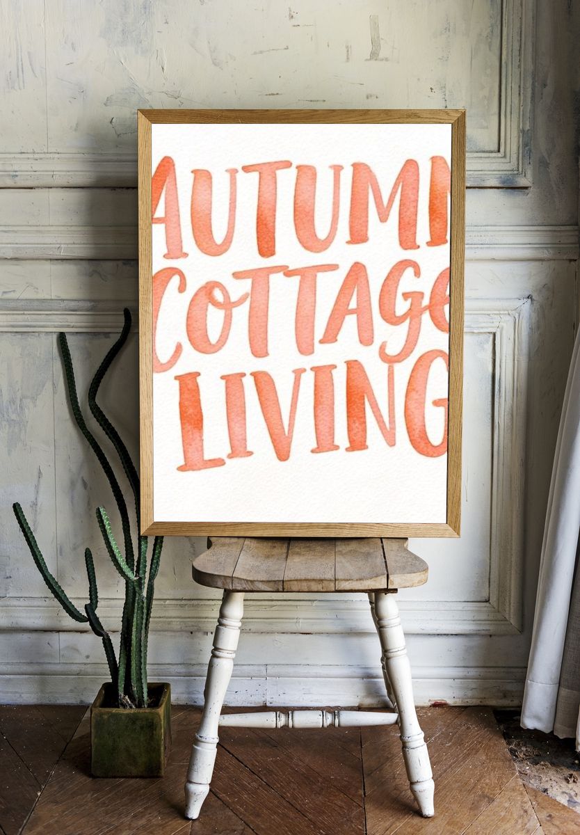 Autumn Cottage Living Typography Poster. — room view 1