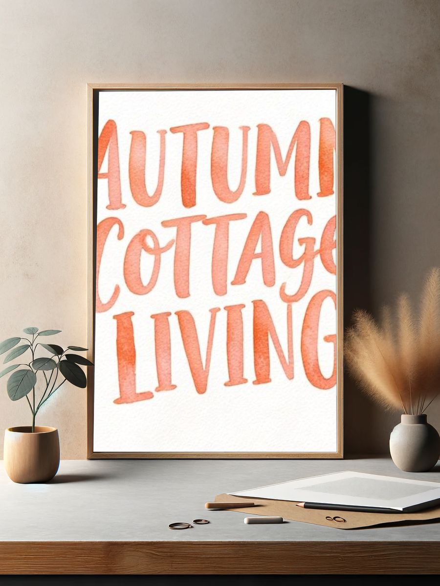 Autumn Cottage Living Typography Poster. — room view 2
