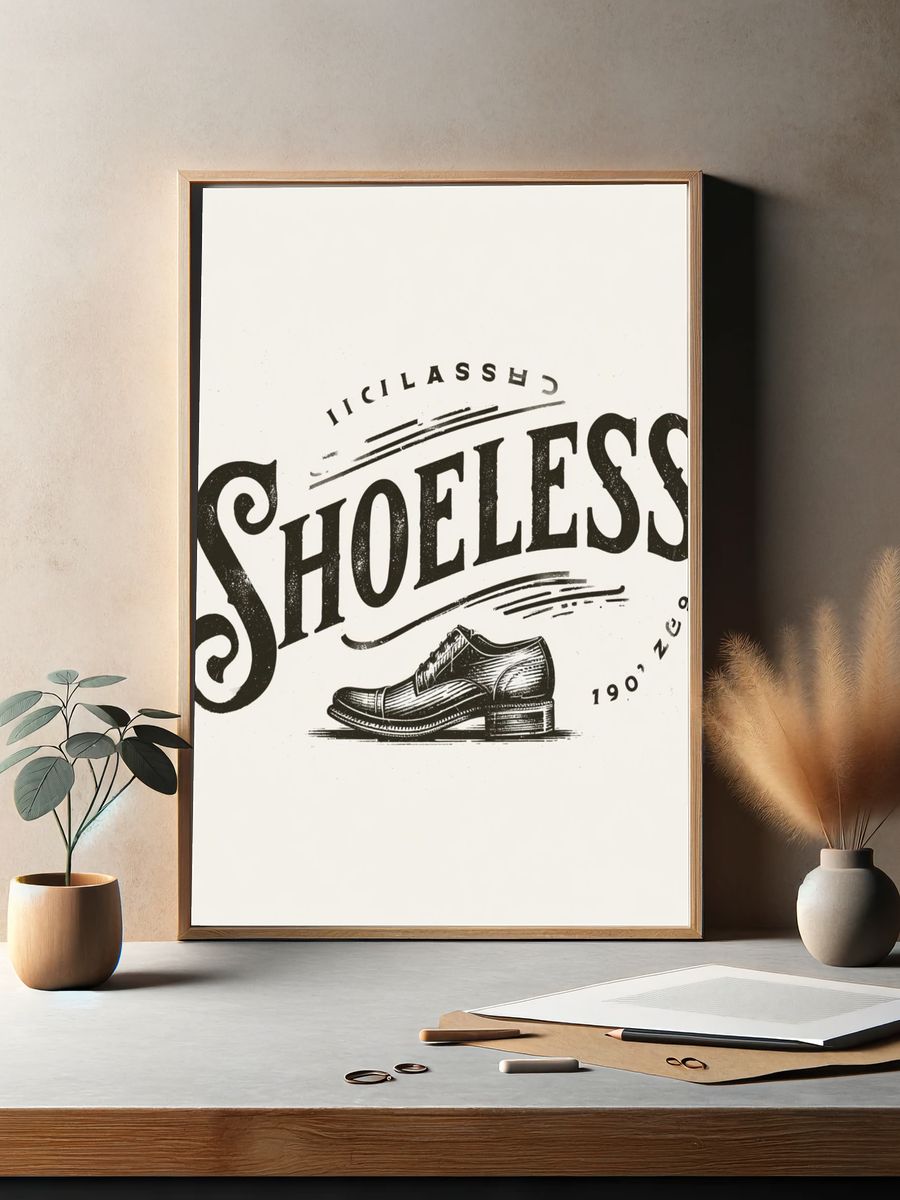 Shoeless Vintage Typography Print. — room view 2