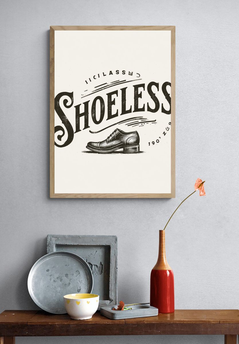 Shoeless Vintage Typography Print. — room view 3
