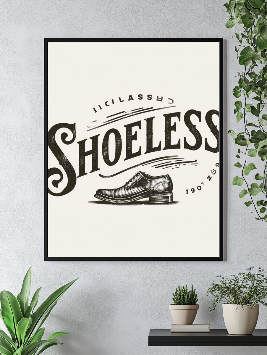 Shoeless Vintage Typography Print. — room view 4