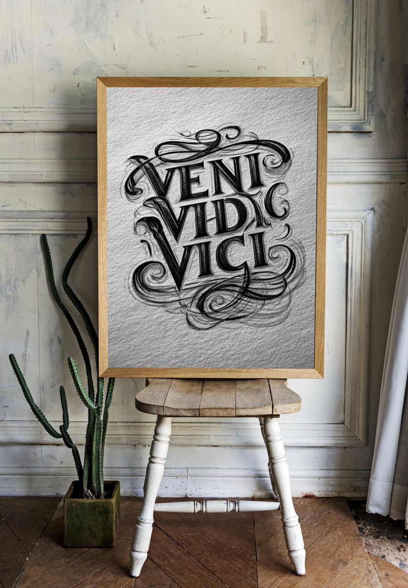Veni Vidi Vici Typography Poster. — room view 1